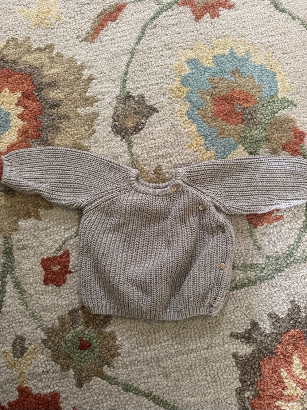 H&M Beige Knit Baby Sweater with Side Buttons